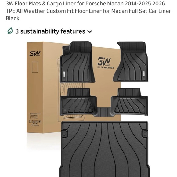 3W Other - Black Floor Liners for Porsche Macan. Fits 2014-2026
